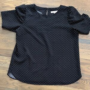 LOFT Black and White Polka Dot Blouse